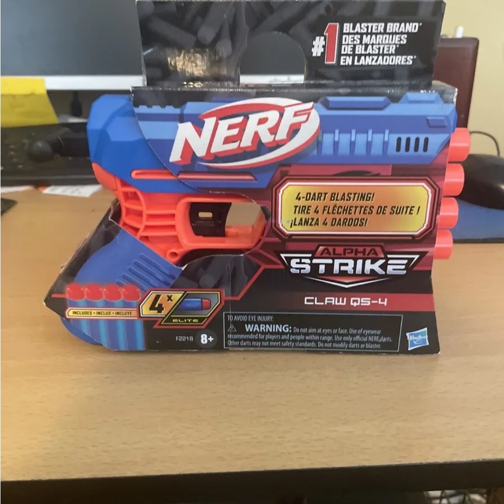 Nerf Alpha Strike Claw QS-4 Gun & 4 Darts Hasbro Toy #1 Blaster Brand New In Box